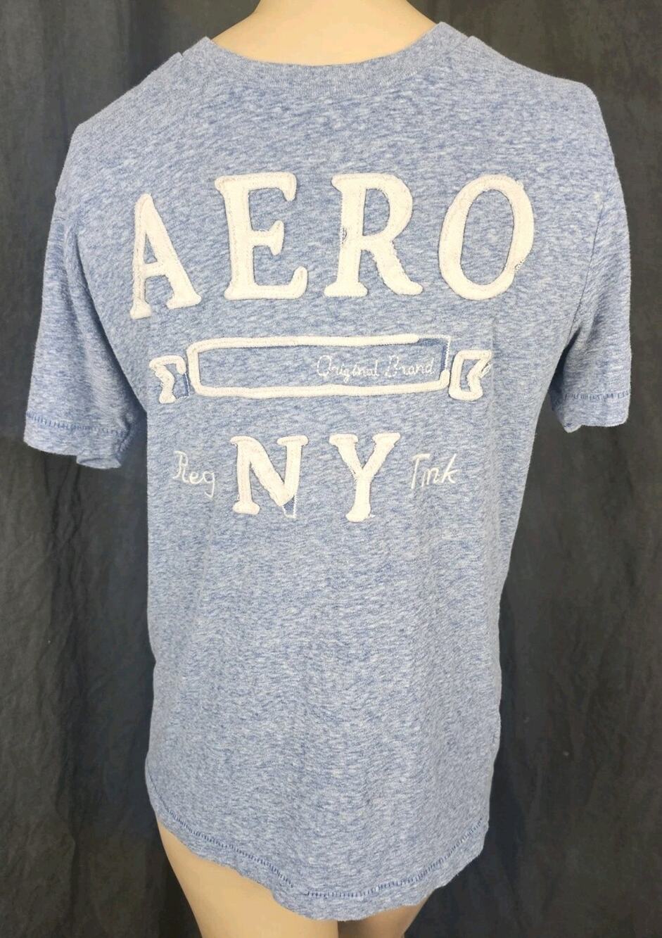 Aeropostale Womens S Graphic Tee Applique Aero NY Y2K Distressed Casual Top
